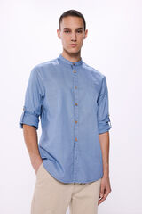 Springfield Mao poplin shirt steel blue