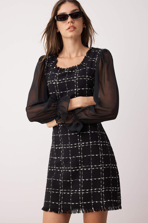 Trendyol Vestido de tweed negro