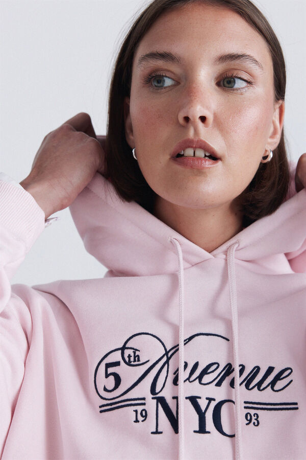 Springfield Sweatshirt com capuz e mensagem rosa