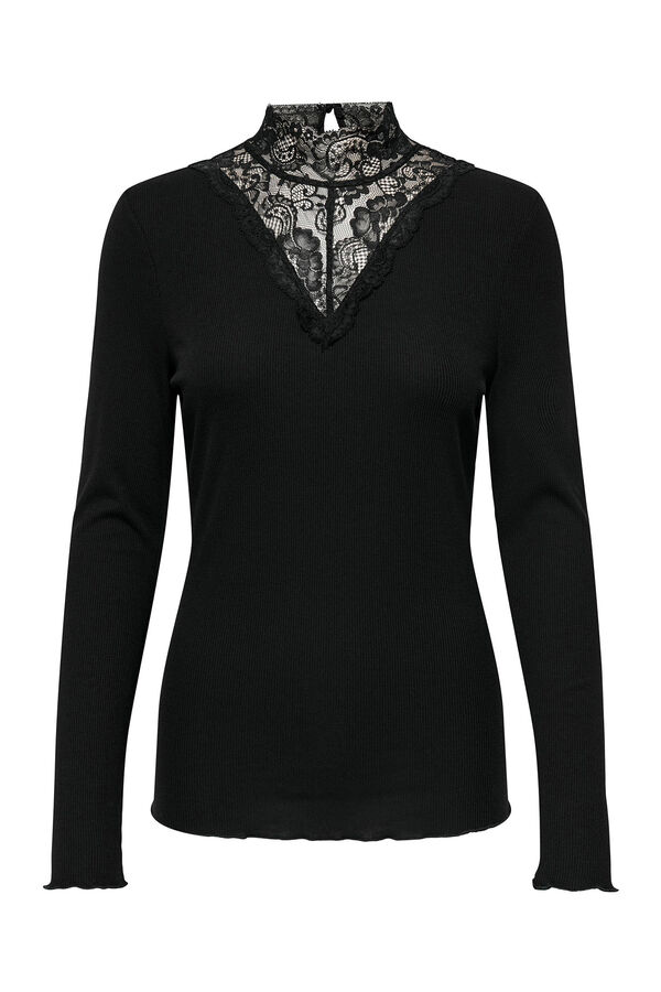 Springfield Jersey-knit top with lace black