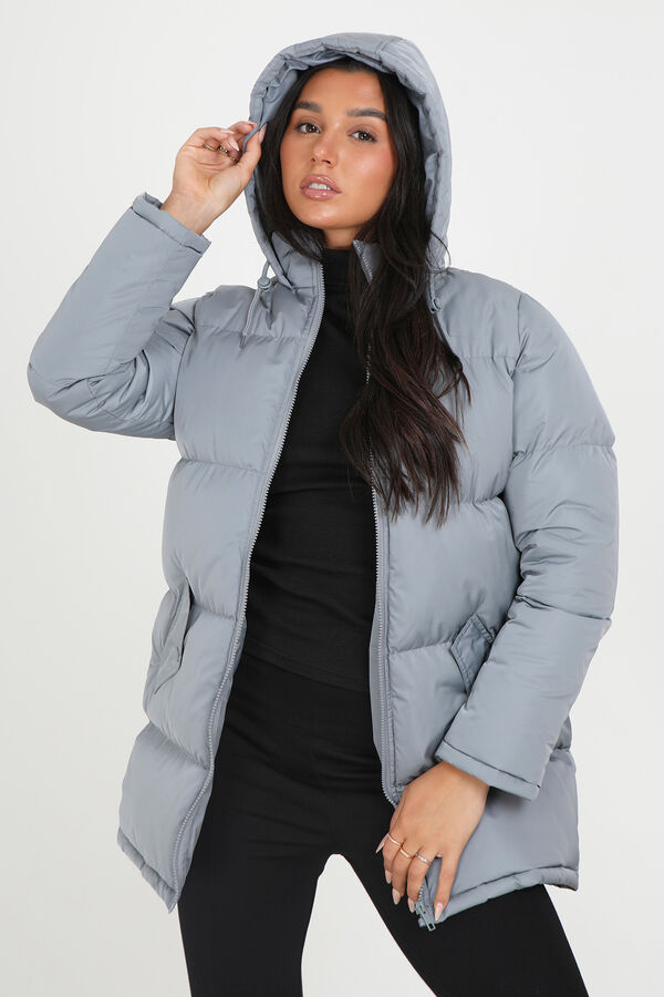 Springfield Quilted puffer jacket with hood blue mix