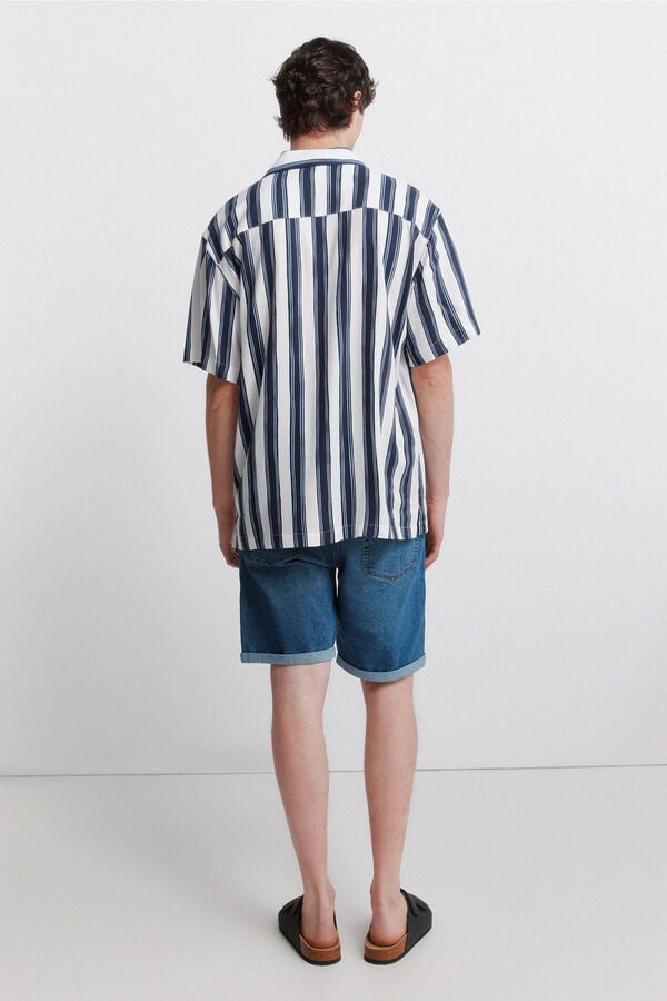 Springfield Basic slim fit denim Bermuda shorts blue