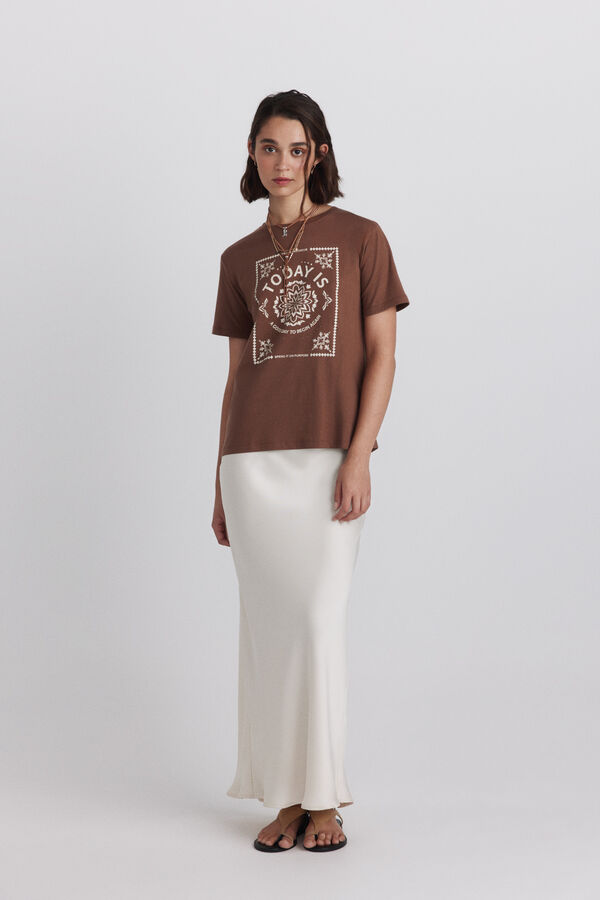 Springfield Camiseta dibujo algod&oacute;n tostado