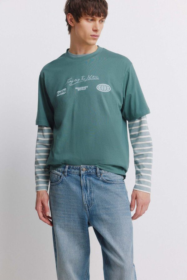 Springfield Overdyed straight fit jeans blue