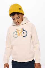 Springfield Sudadera capucha bici niño estampado fondo blanco