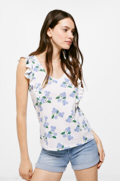 Springfield Printed T-shirt with ruffled sides white
