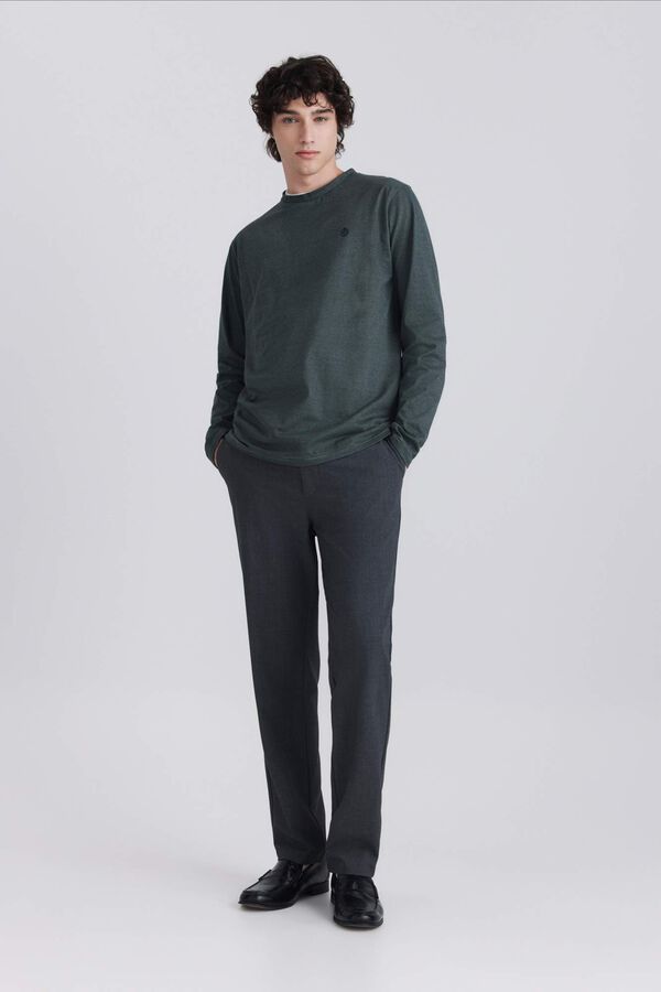 Springfield Striped double neck long sleeve T-shirt green