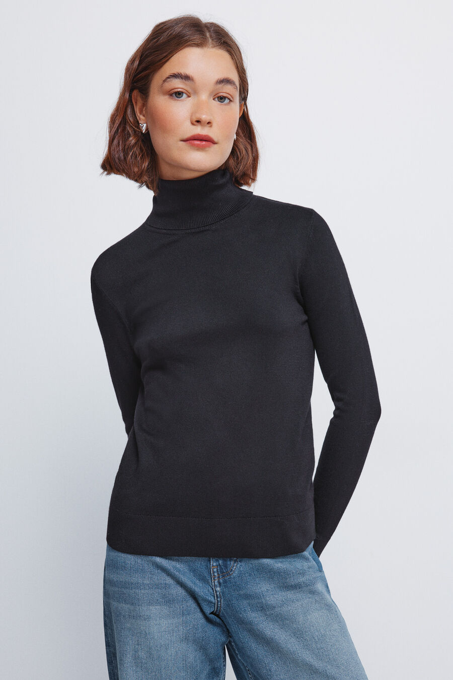 Jersey cuello alto botones puños