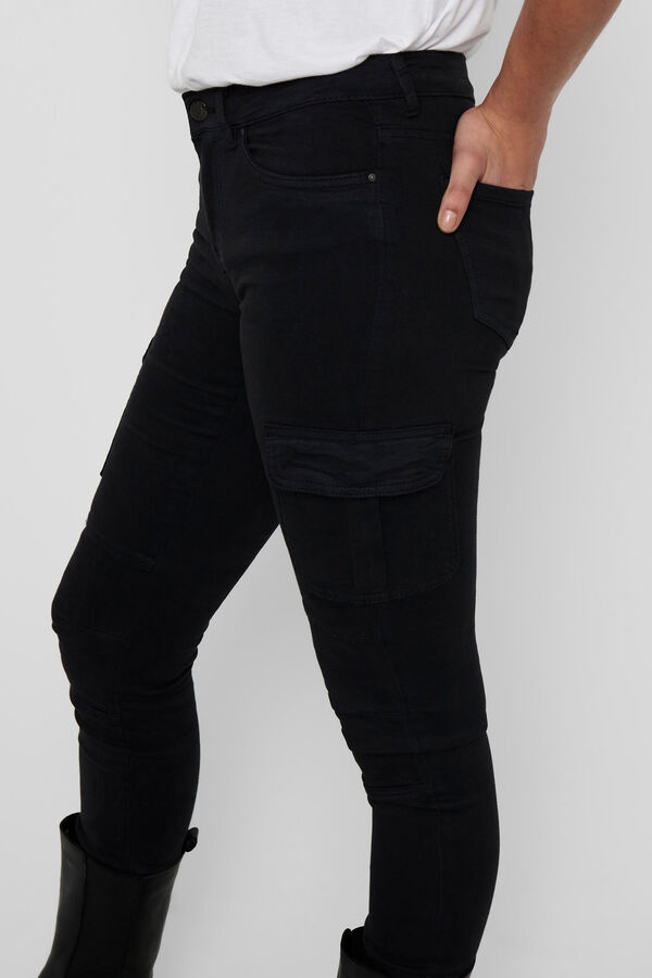 Springfield Jeans skinny estilo cargo con bolsillos laterales negro