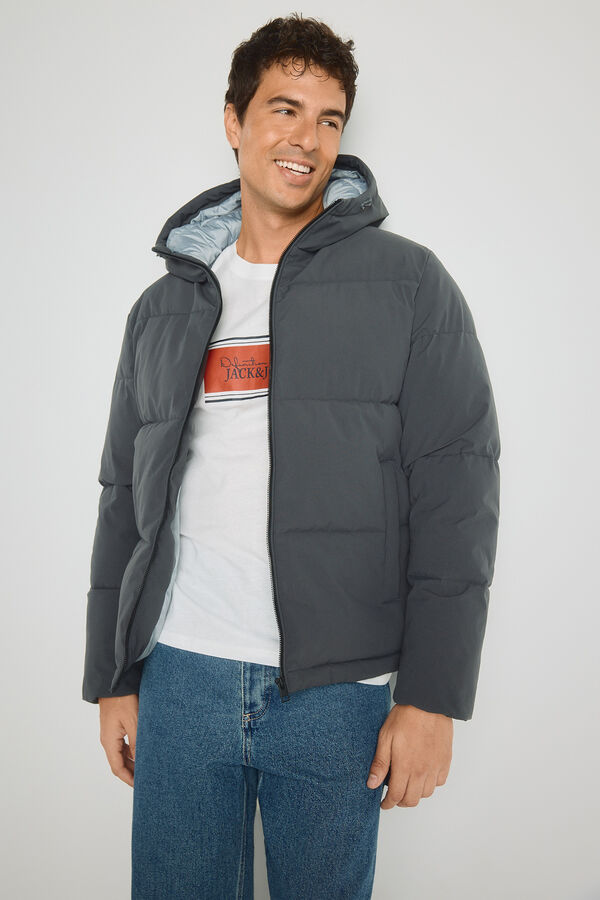 Jack & Jones Puffer jacket with hood grey