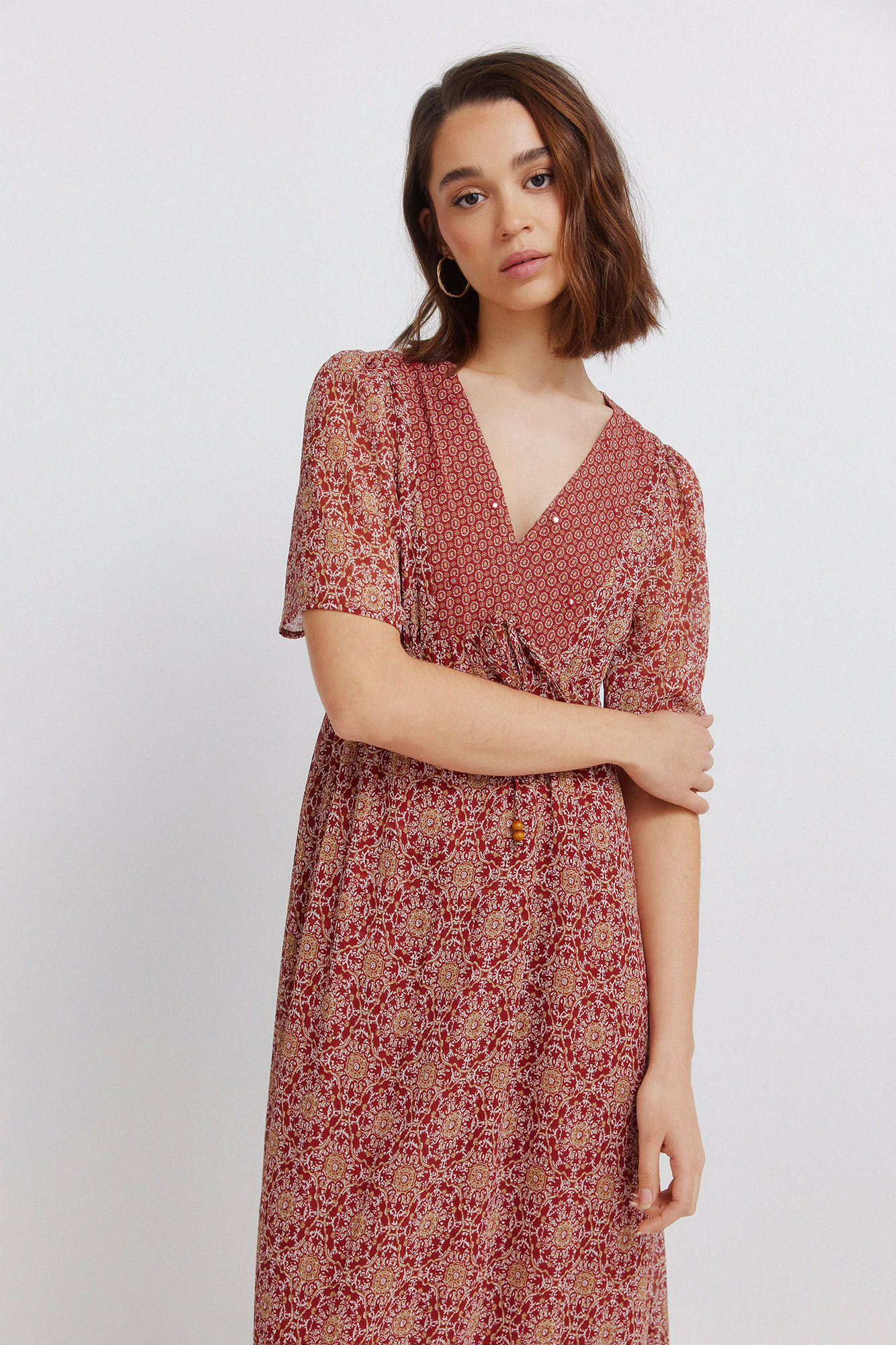 Springfield Border print neckline midi dress