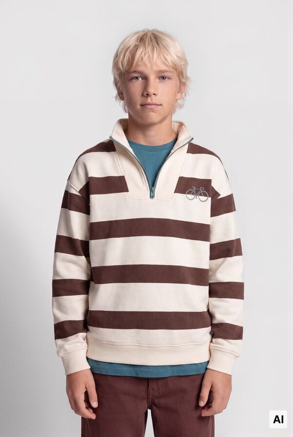 Springfield Kids Striped funnel neck sweatshirt for boys nude