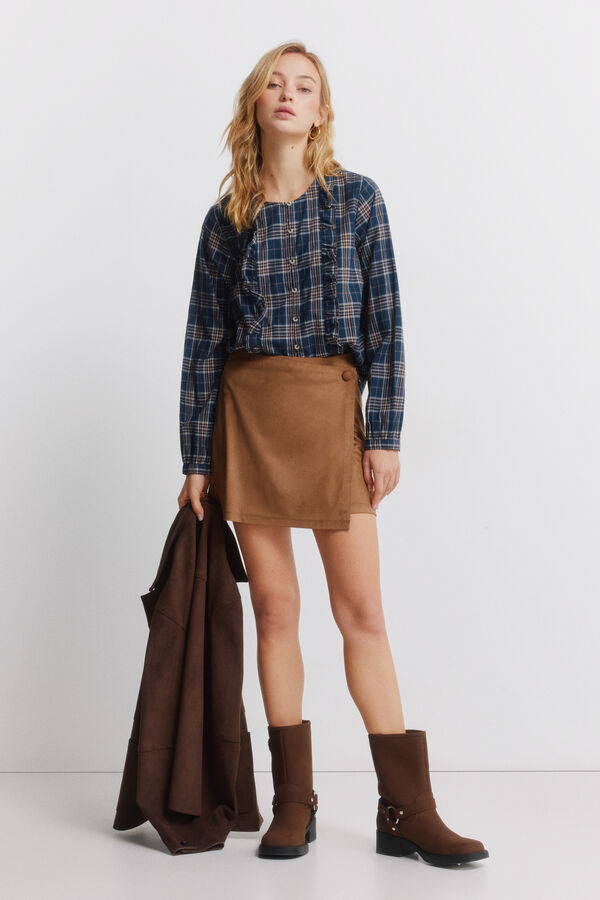 Springfield Short faux suede skirt nude