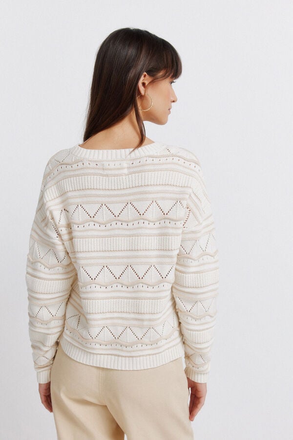 Springfield Pointelle jersey-knit jumper brown