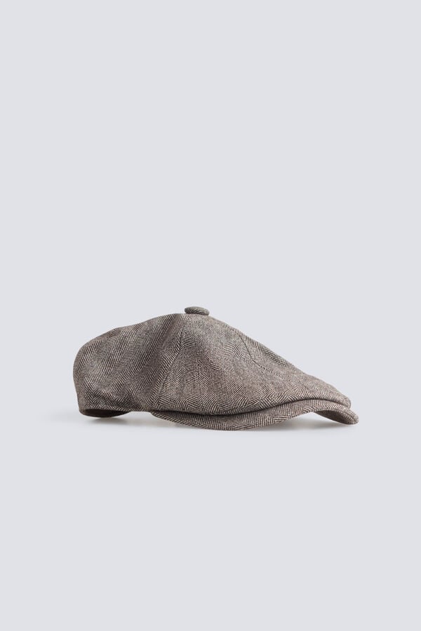 Springfield Wool blend flat cap brown