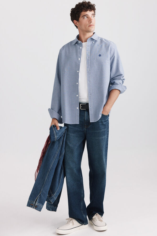 Springfield Gingham oxford shirt blue
