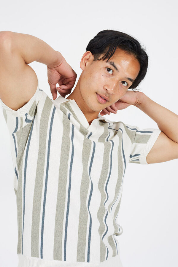 Brave Soul Jersey-knit polo shirt with short sleeves beige