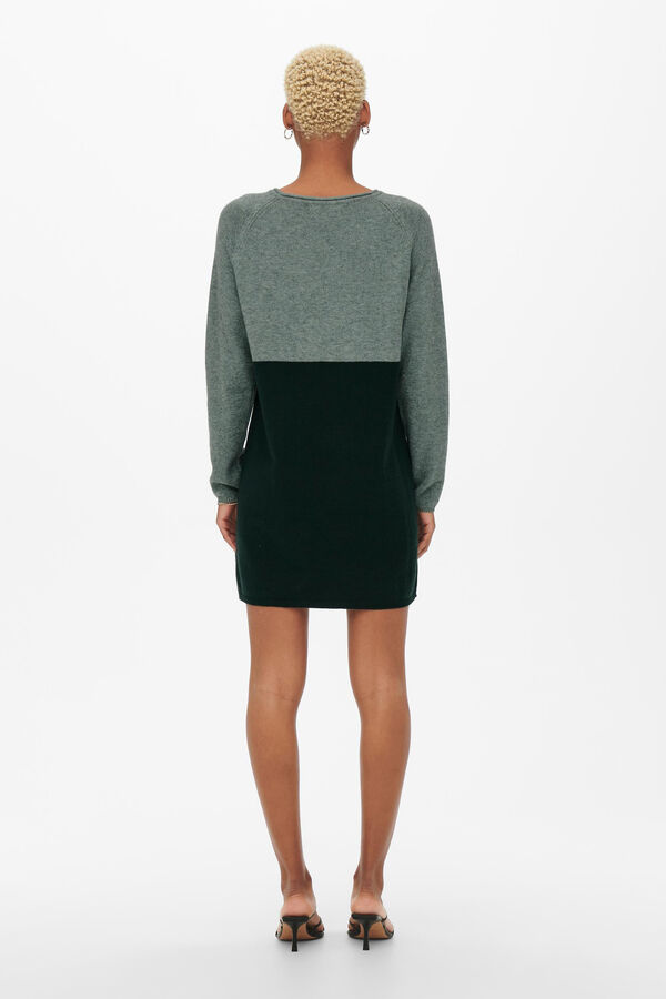 Only Colour block knit dress green