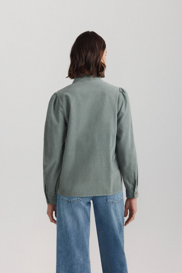 Springfield Chemise en velours c&ocirc;tel&eacute; &agrave; plis vert