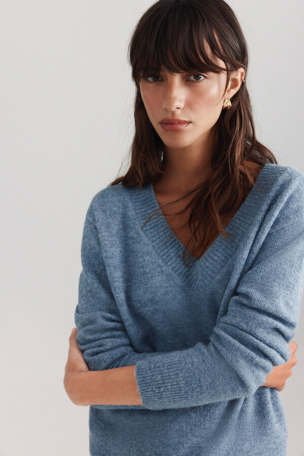 Springfield Oversize V-neck jumper blue