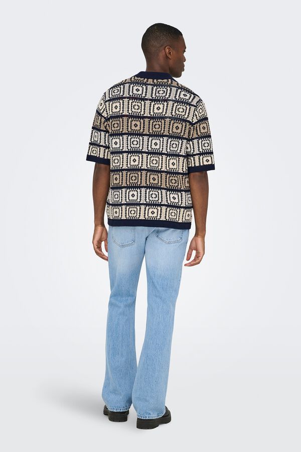 Only & Sons Short sleeve knit polo shirt blue