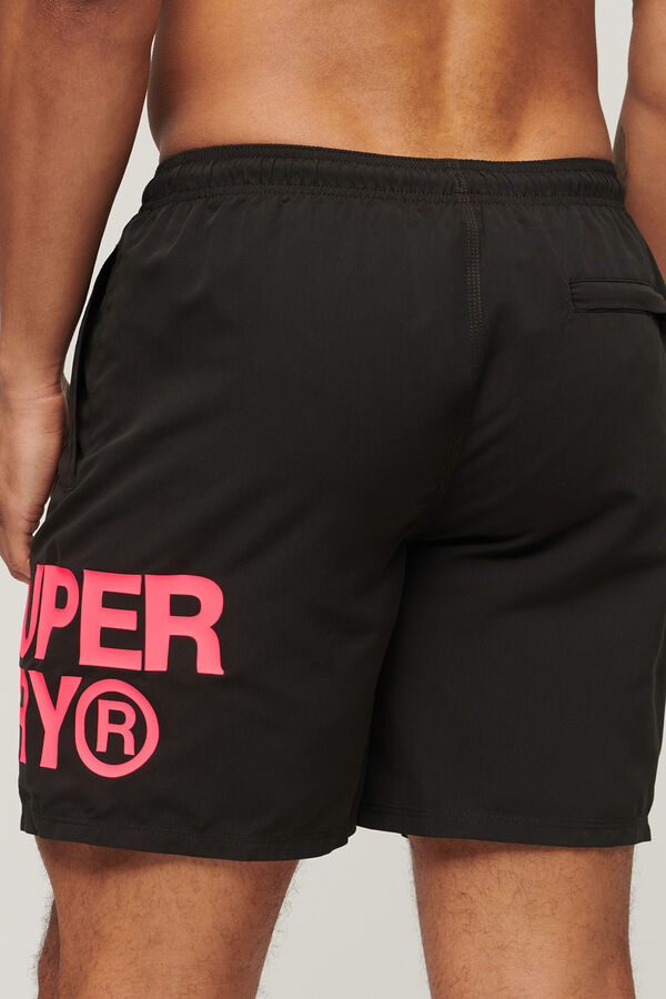 Springfield Badeshorts Sportswear mit einer Länge von 43,2 cm und Logo aus recyceltem Material schwarz