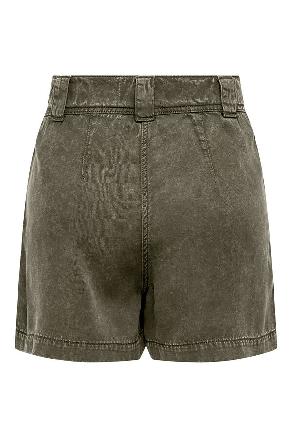 Springfield Washed fabric high-rise shorts dark gray
