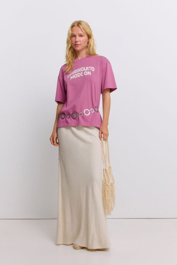Springfield "chiringuito modo on" short sleeve T-shirt pink