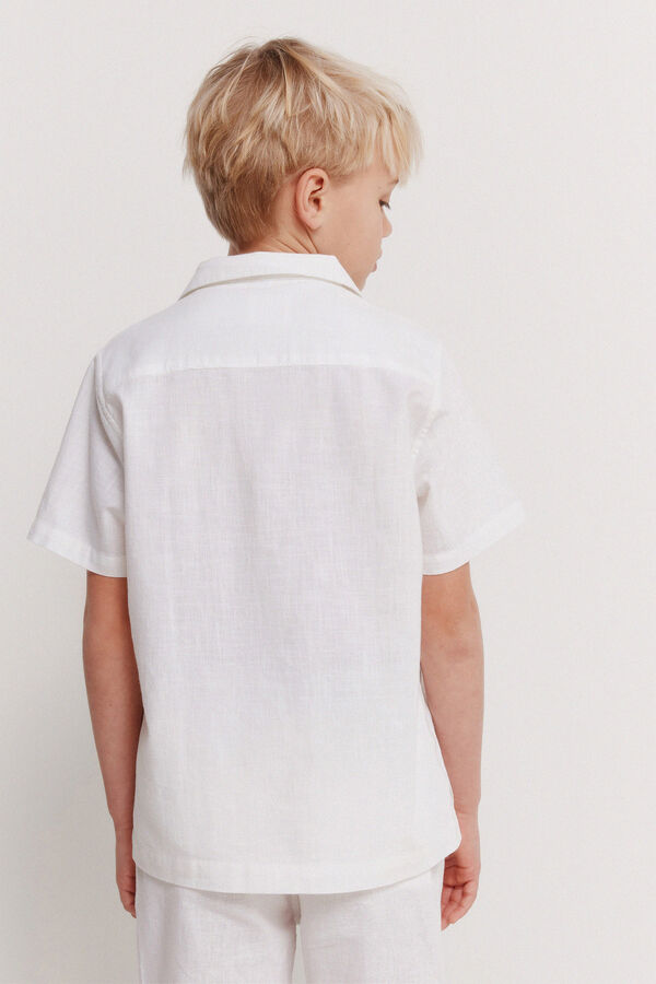 Springfield Kids Dečija ko&scaron;ulja kratkih rukava lanenog izgleda Bela