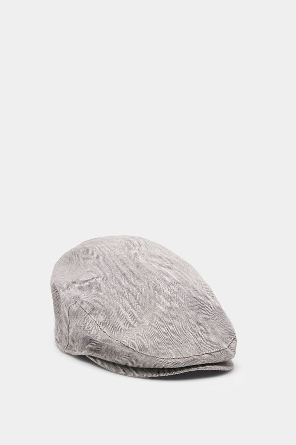 Springfield Herringbone grey flat cap gray