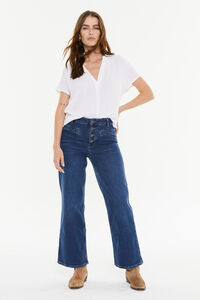 Systemaction Calça largas com bolsos debrum