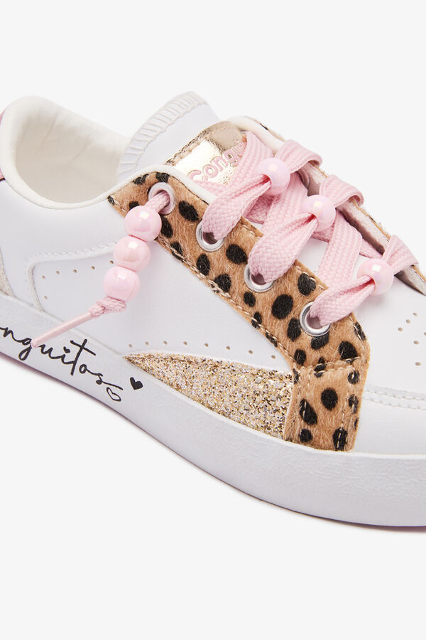 Conguitos Zapatillas estampado glitter glow blanco