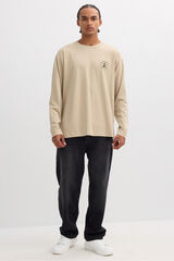 Inside T-shirt com estampado da natureza bege