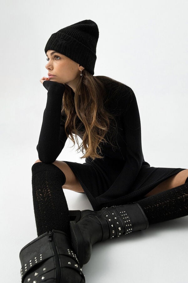 Tiffosi Young Super Slim Fit Ribbed Dress Crna