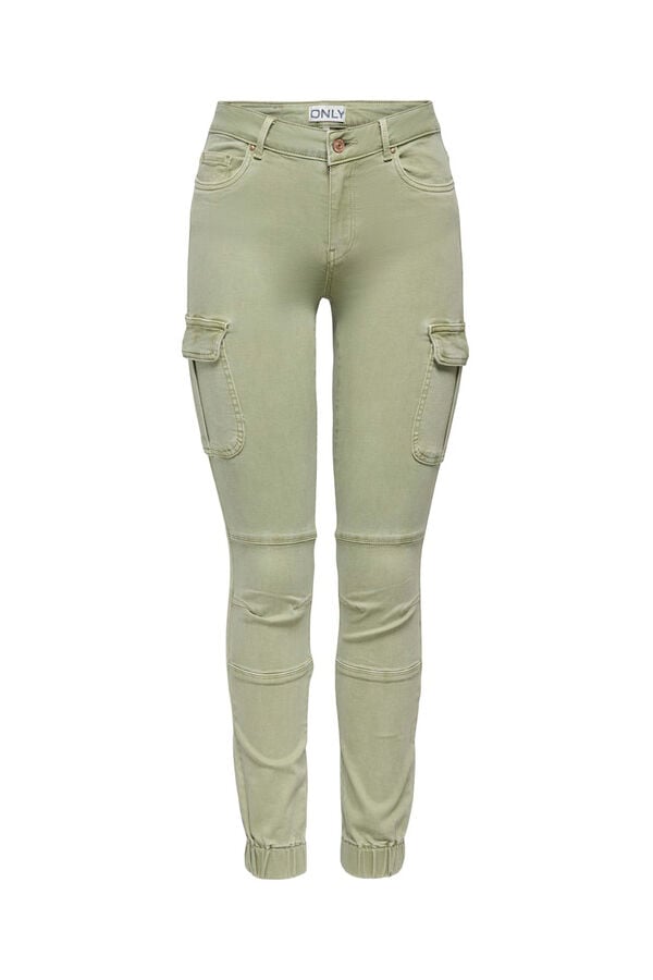 Only Cargo slim fit trousers green