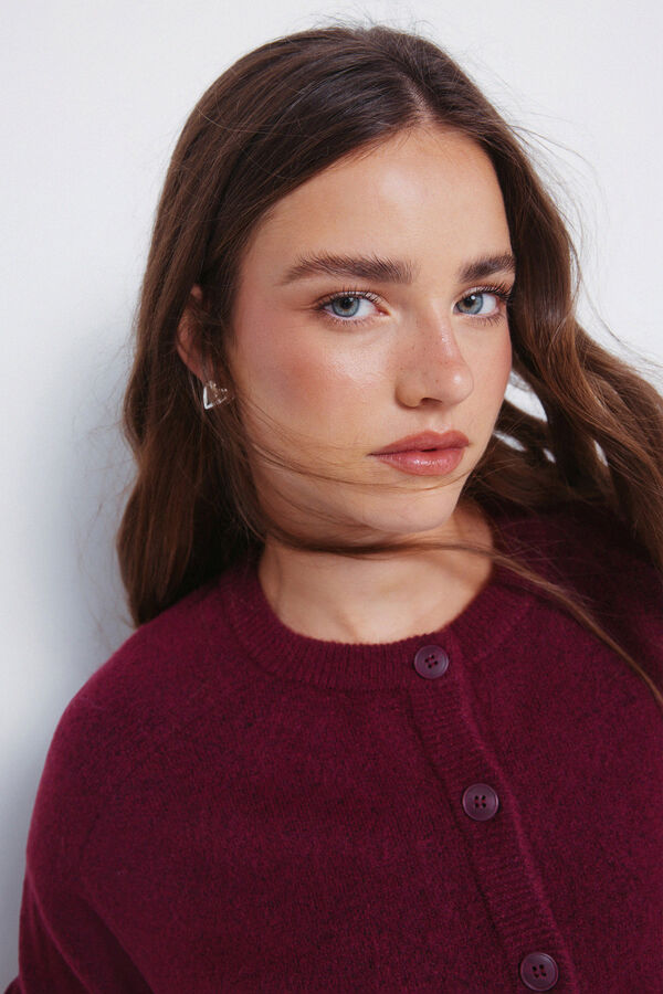 Springfield Kardigan sa dugmićima i okruglim izrezom Bordo