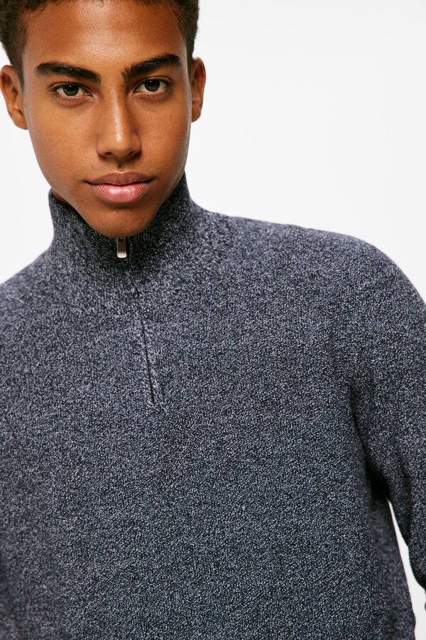 Springfield Twisted-knit jumper with zipped neck navy