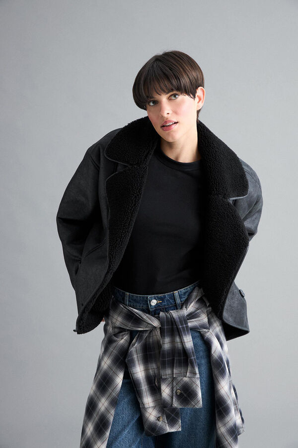 DeFacto Jacket with faux fur lining black