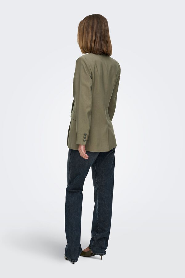 Only Blazer doble botonadura kaki