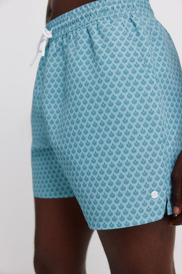Springfield Printed mosaic zip pocket swimwear blue