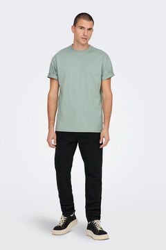 Only & Sons Camiseta de hombre relaxed fit. 100% algod&oacute;n org&aacute;nico. verde