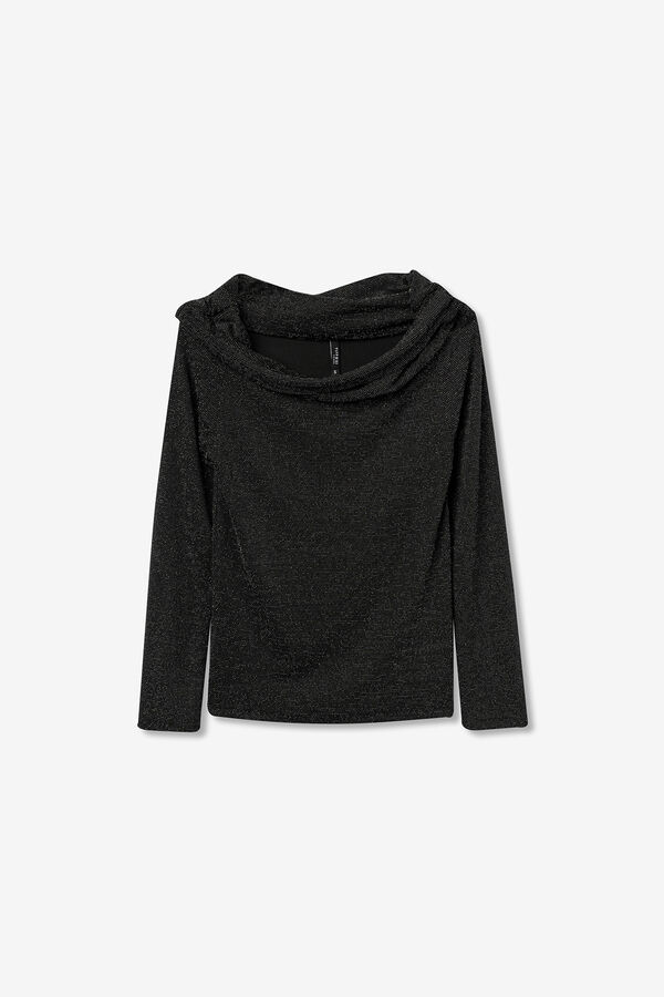 Tiffosi Top Hombros Descubiertos con Hilo Metalizado negro