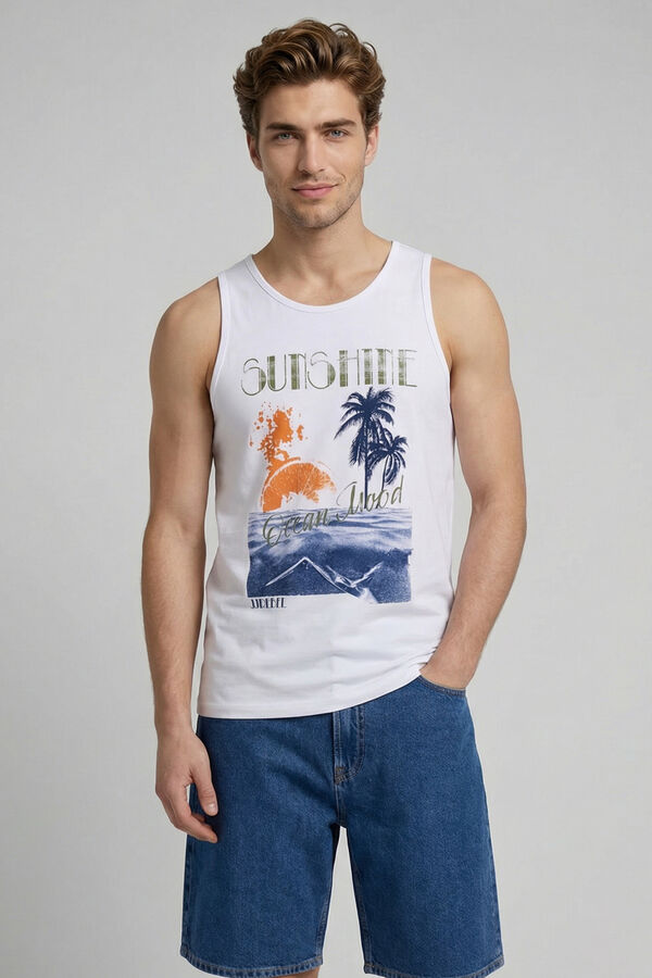 JJ REBEL Printed vest top white
