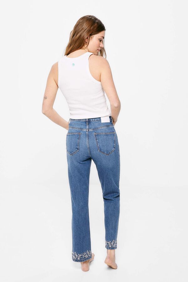 Springfield Jeans Straight Cropped Lavado Sostenible azul medio