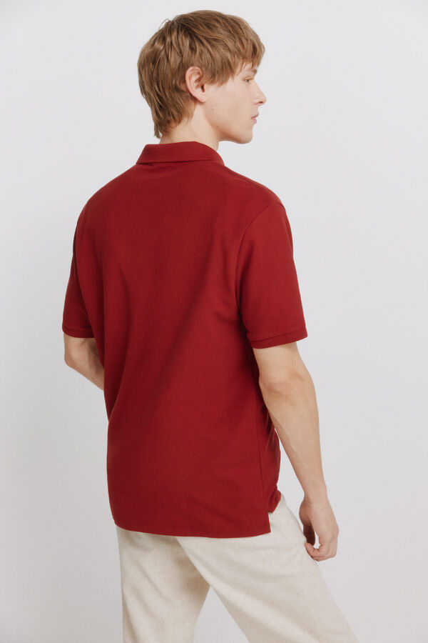 Springfield Piqu&eacute; zip regular fit polo shirt red