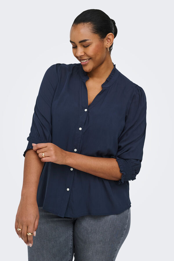 Only Carmakoma Elastic sleeve shirt plus size blue