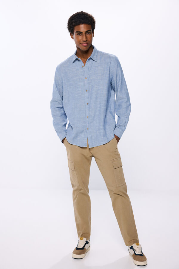 Springfield Rustic fabric shirt indigo blue