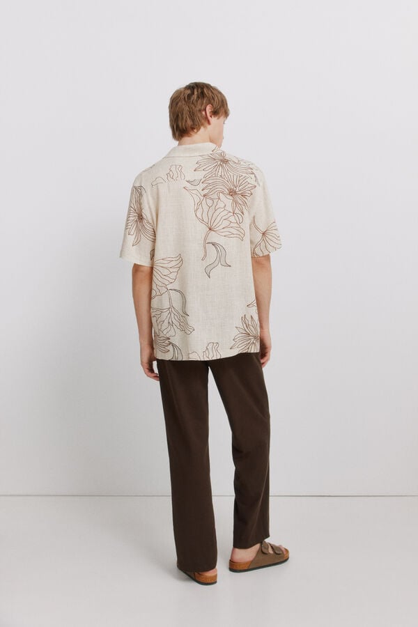 Springfield Linen straight fit trousers nude