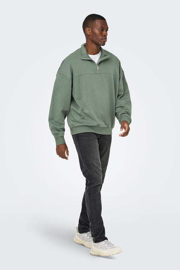 Only & Sons Sudadera con cremallera. verde
