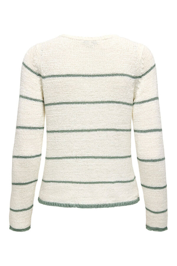 Only Su&eacute;ter com gola em V branco